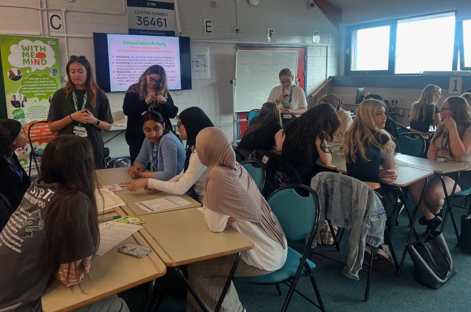 Students collaborating in the classroom